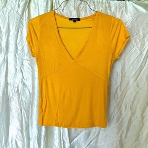 V neck yellow T-shirt